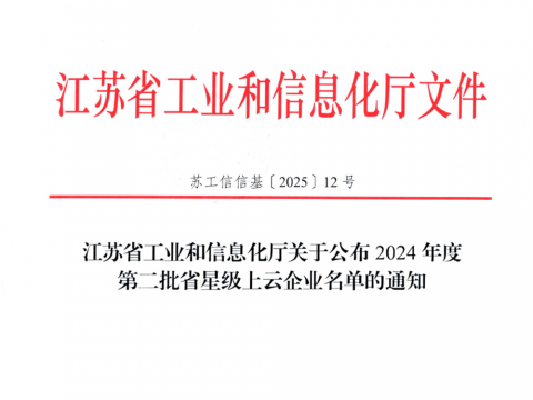 威騰電氣榮膺江蘇省五星上云企業稱號